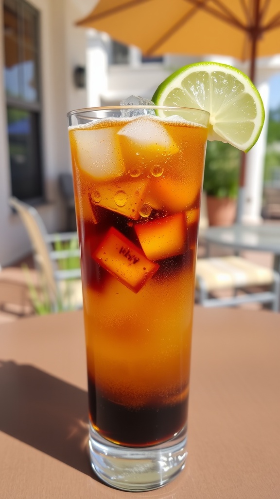 Refreshing Coffee Tonic Recipe A refreshing Coffee Tonic with ice, cold brew coffee, tonic water, and a lime slice.